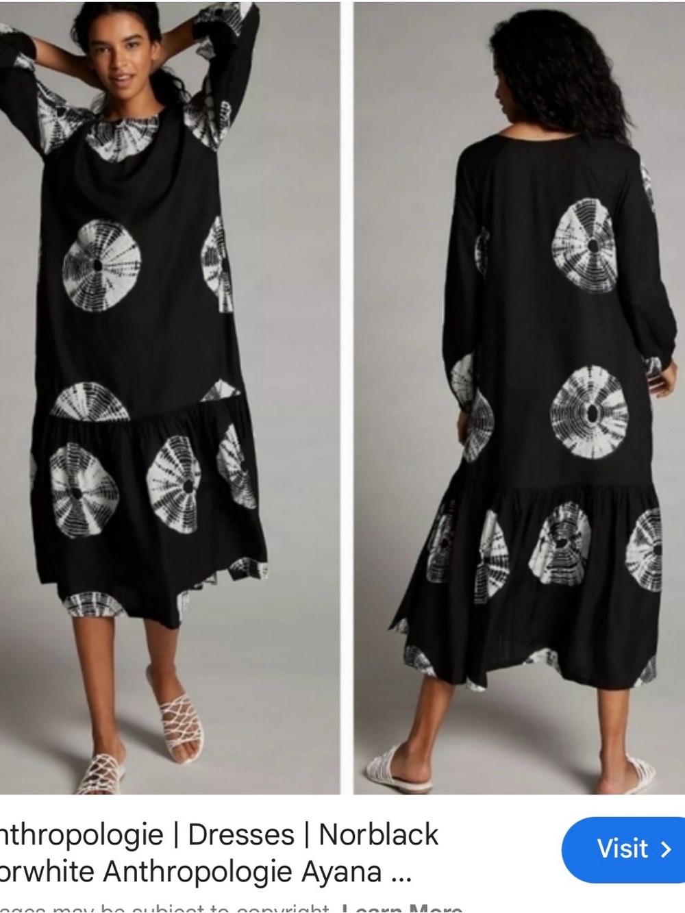 Anthropologie Black and White Printed Maxi Dress